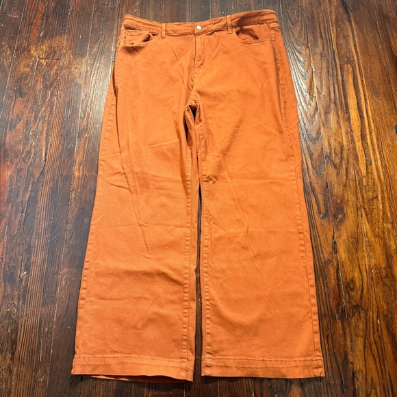 Judy Blue Pants - Judy Blue Jeans Women 24W Auburn Orange Garment Dyed Wide Leg Pants Boho
